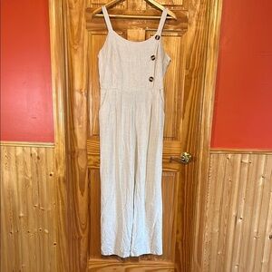 One Clothing Tan Buttoned Scoop Neck Jumpsuit